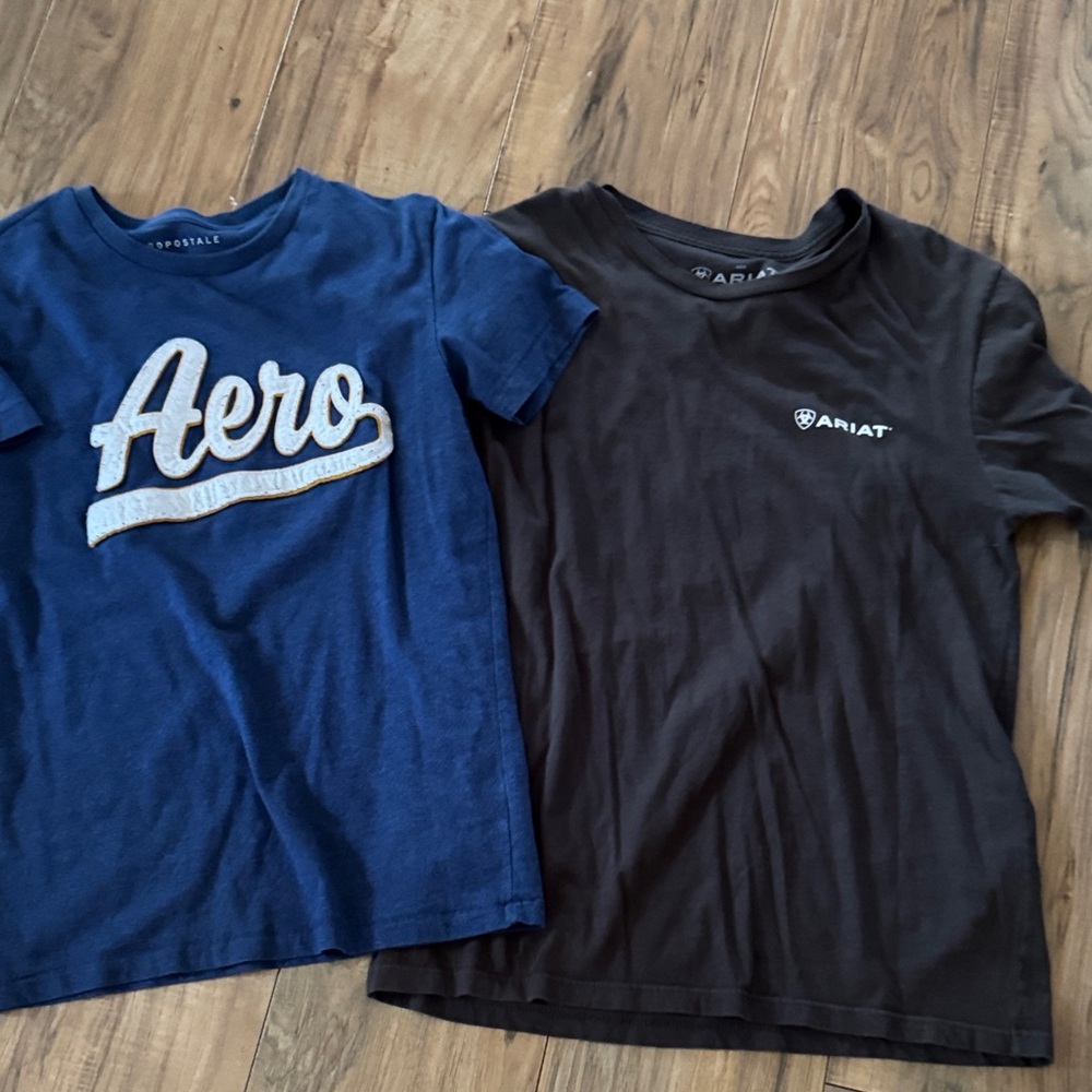 Bundle of two Ariat Kids Short Sleeve Tee - Black (with Blue Aero Tee)